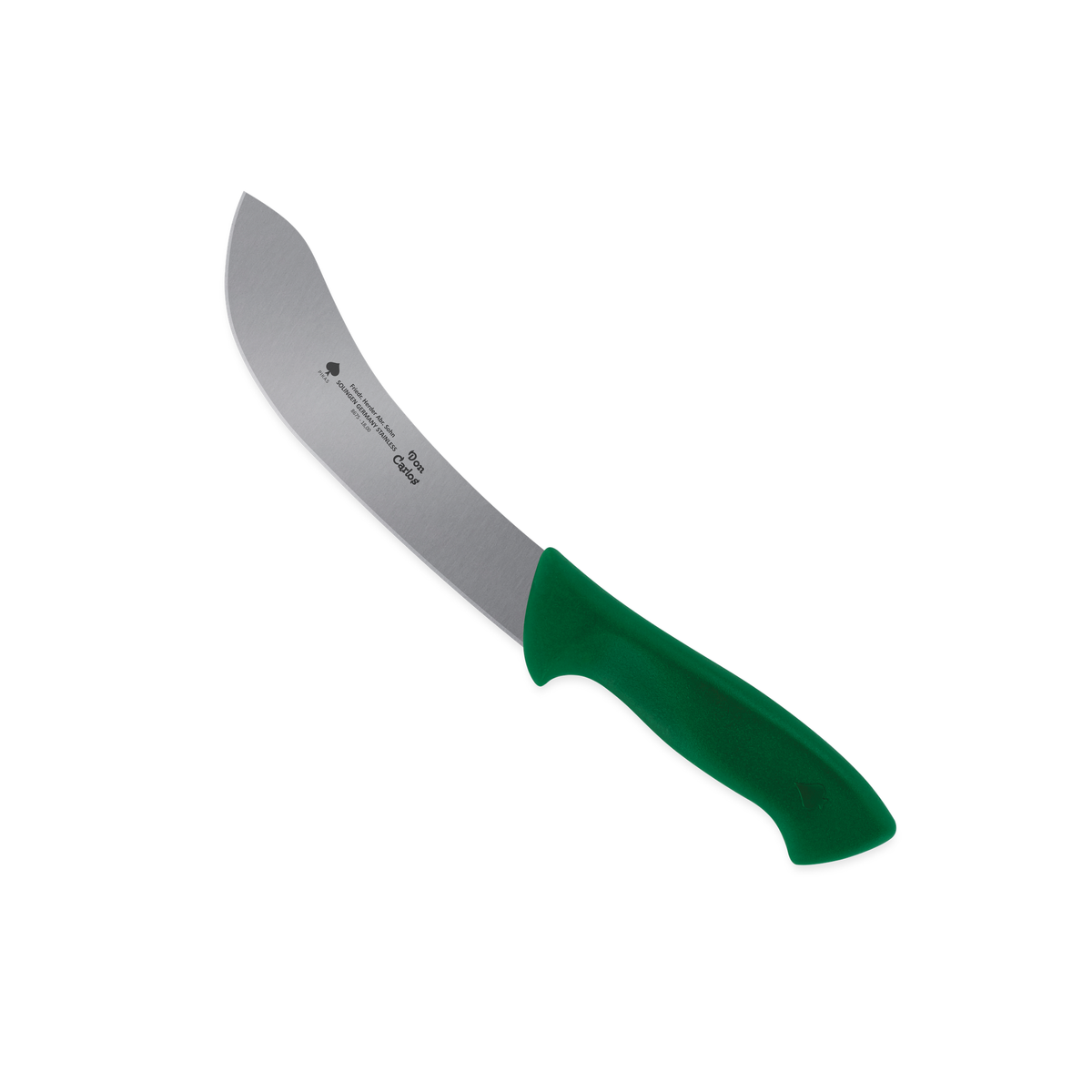 Abhäutemesser Don Carlos von F. HERDER mit breiter 18 cm Klinge und grünem Kunststoffgriff