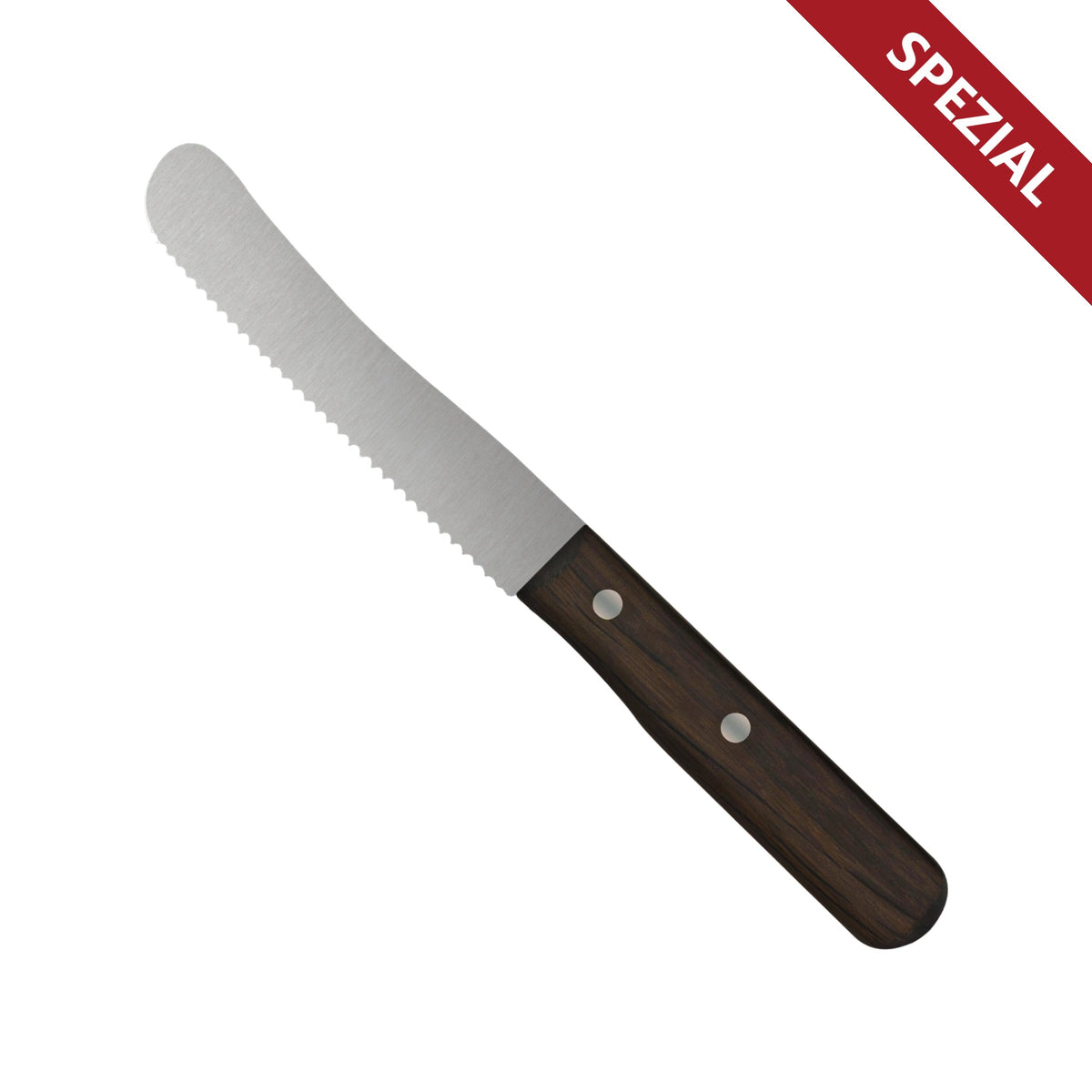 Spezial Frühstücksmesser mit Thermo-Nuss-Griff, Alu-Nieten und Wellenschliff aus Solingen