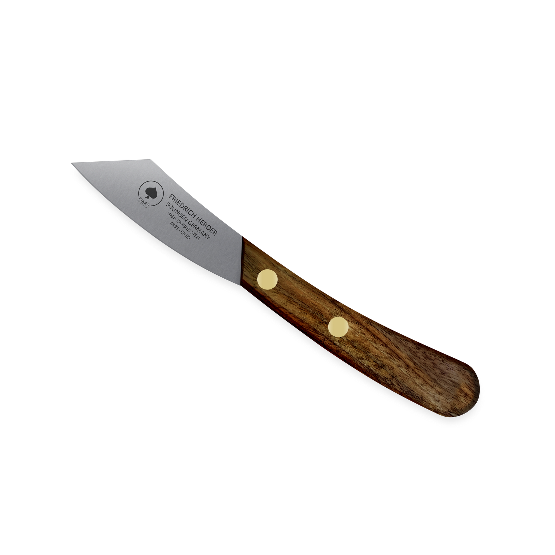 Kohlputzmesser 8,5 cm von F. HERDER Solingen mit geschwungenem Walnussgriff