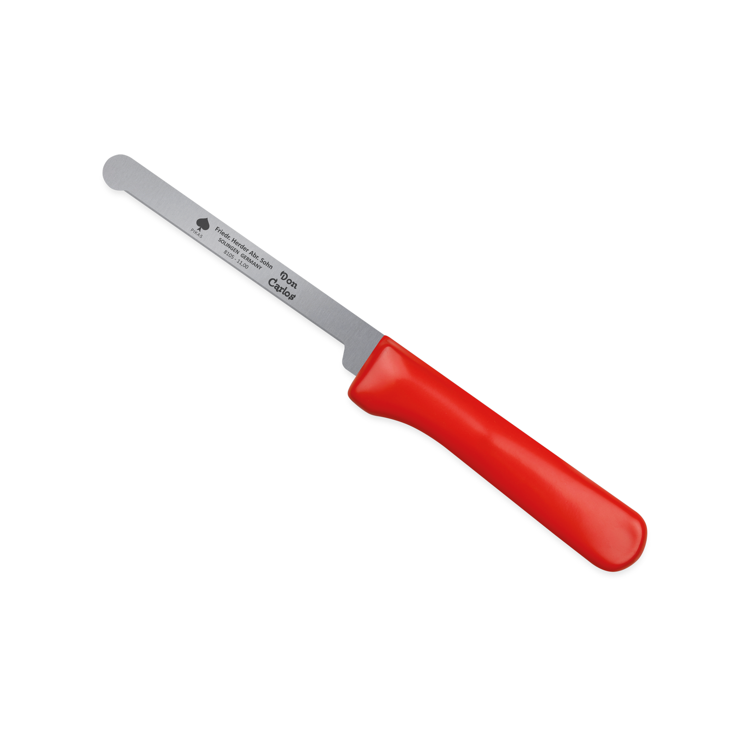 Butzenmesser 11,5 cm Don Carlos von F. HERDER Solingen mit rotem Kunststoffgriff