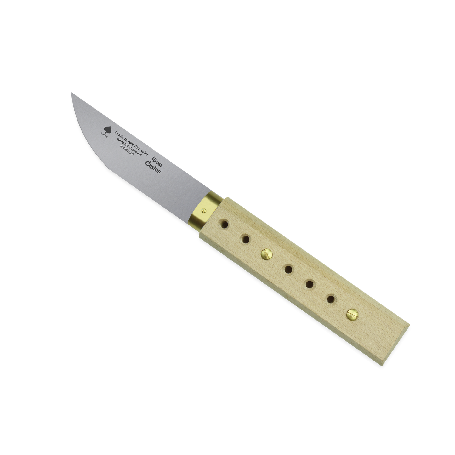 Walzenmesser 17 cm Don Carlos von F. HERDER Solingen mit Buchenholzgriff und Messingzwinge