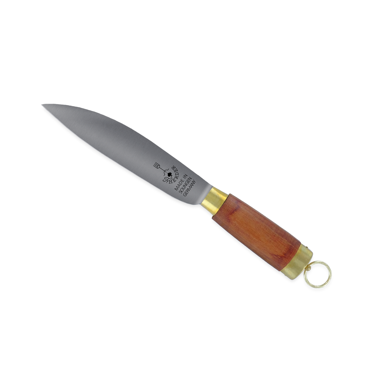 Boschermesser Classic spitz 13 cm von F. HERDER mit Kirschholzgriff, Messingzwingen und Ring