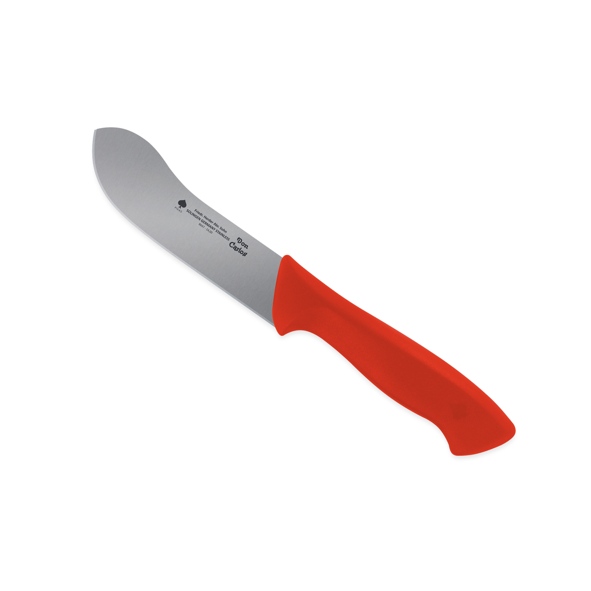 Abhäutemesser Don Carlos von F. HERDER mit 14 cm Klinge und rotem Kunststoffgriff