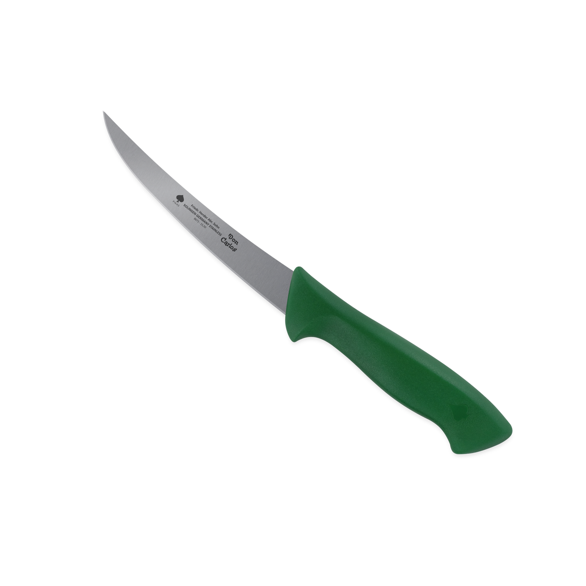 Ausbeinmesser Don Carlos von F. HERDER mit gebogener 15,5 cm Klinge und grünem Kunststoffgriff