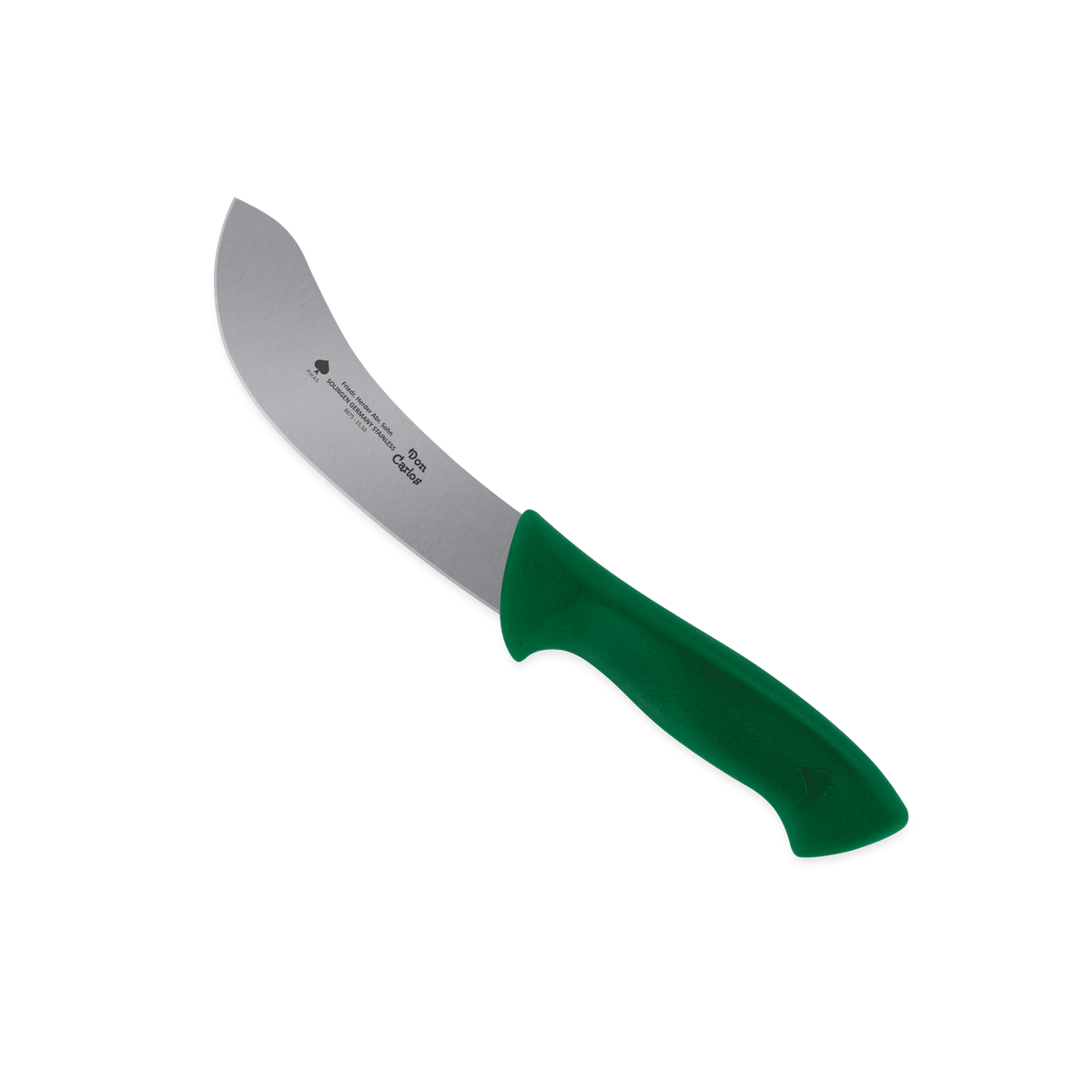 Abhäutemesser Don Carlos von F. HERDER mit breiter 15,5 cm Klinge und grünem Kunststoffgriff