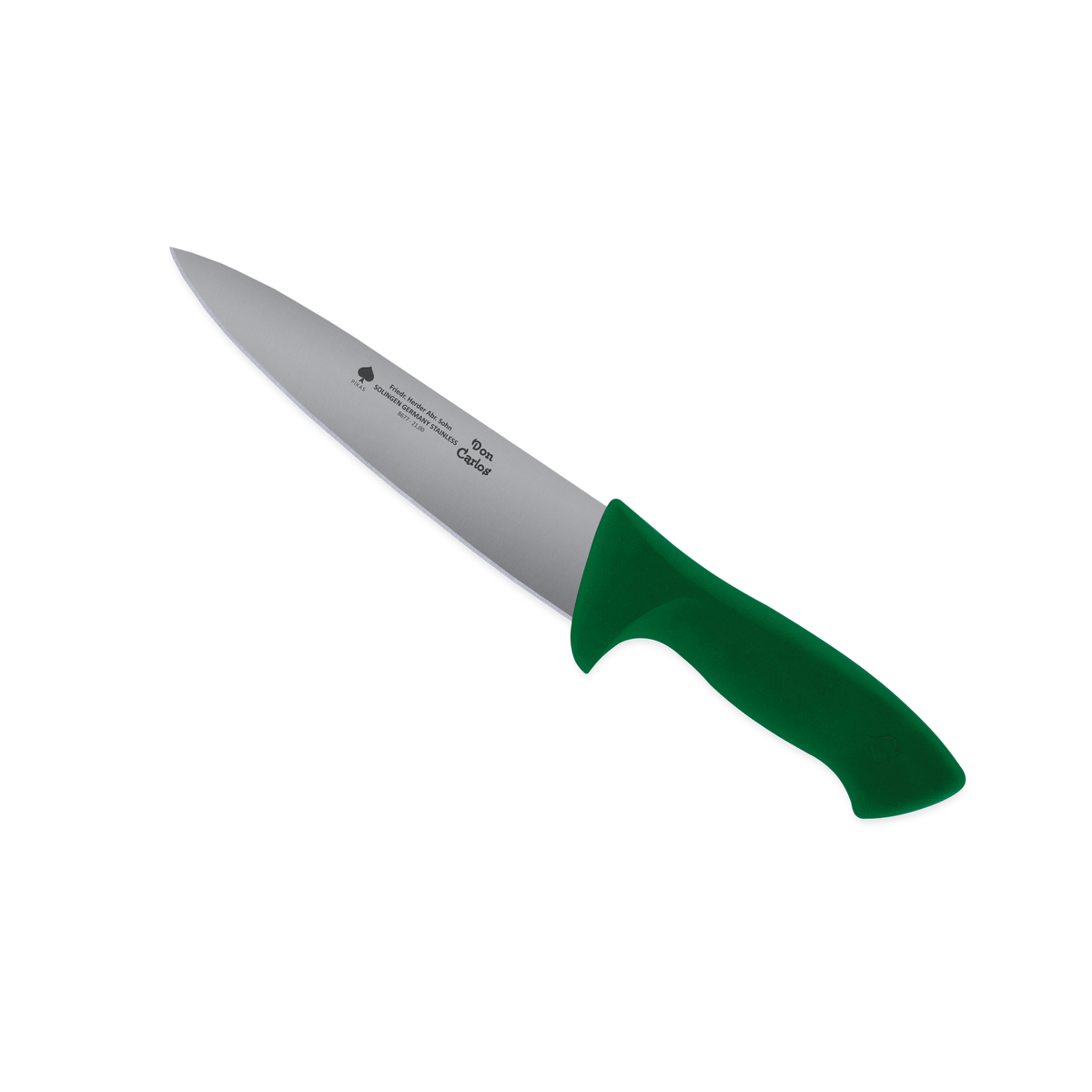 Kochmesser Don Carlos von F. HERDER mit breiter 21 cm Klinge und grünem Kunststoffgriff