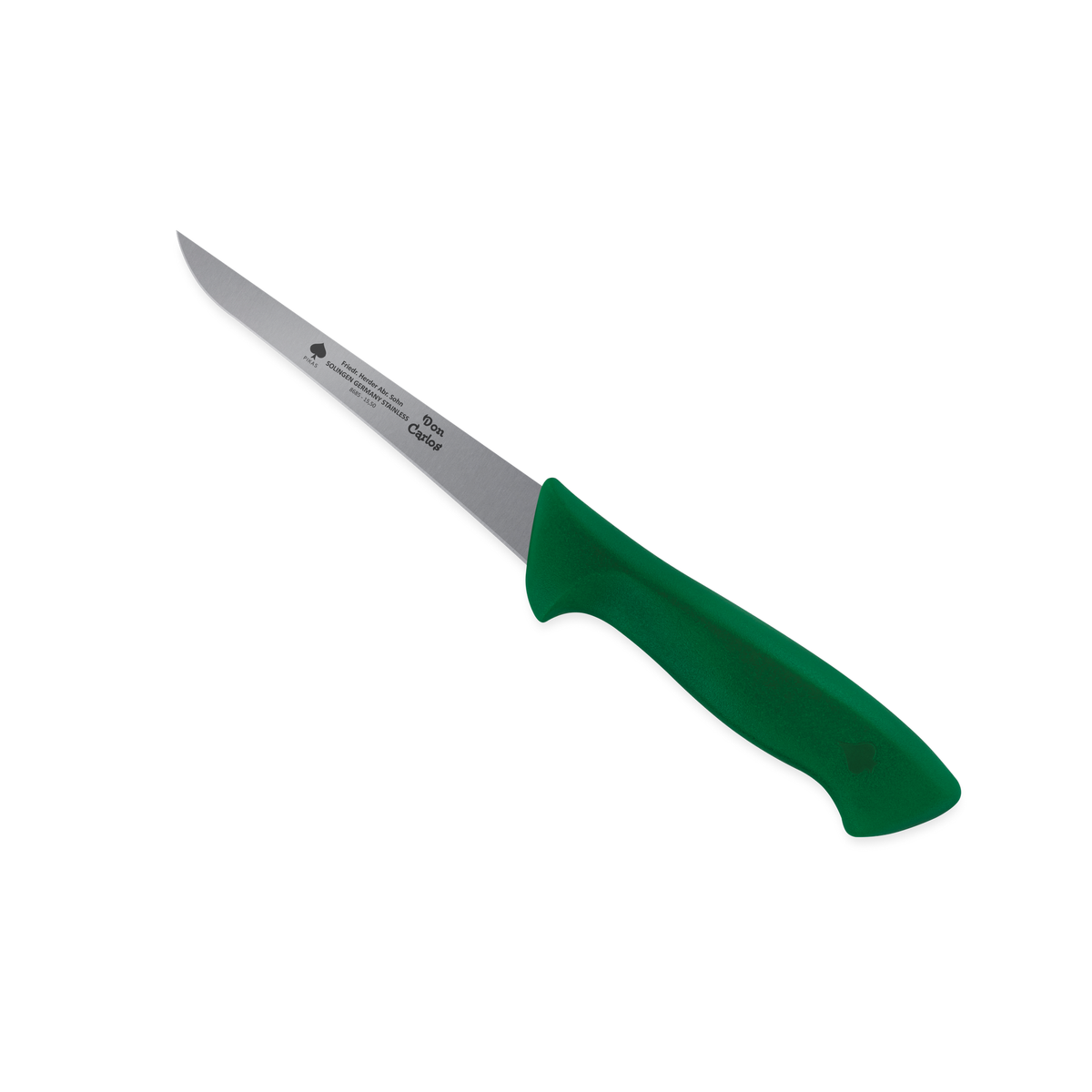 Ausbeinmesser Don Carlos von F. HERDER mit gerader 15,5 cm Klinge und grünem Kunststoffgriff