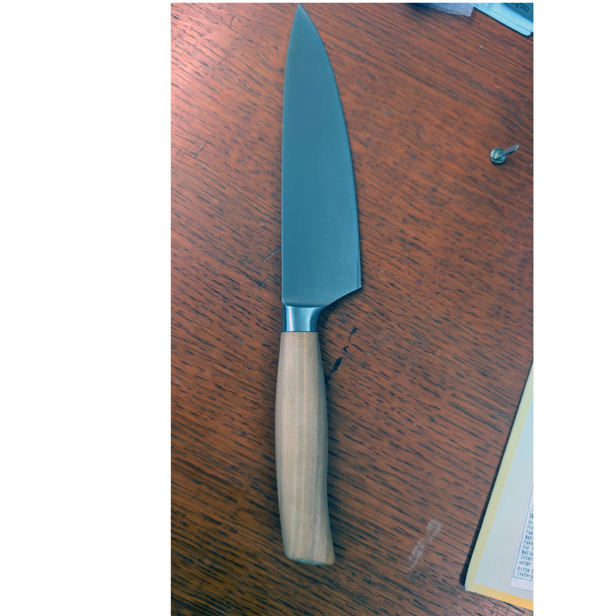 Fundstück: Kochmesser 16 cm mit Olivenholzgriff und besonderer Maserung, Solingen
