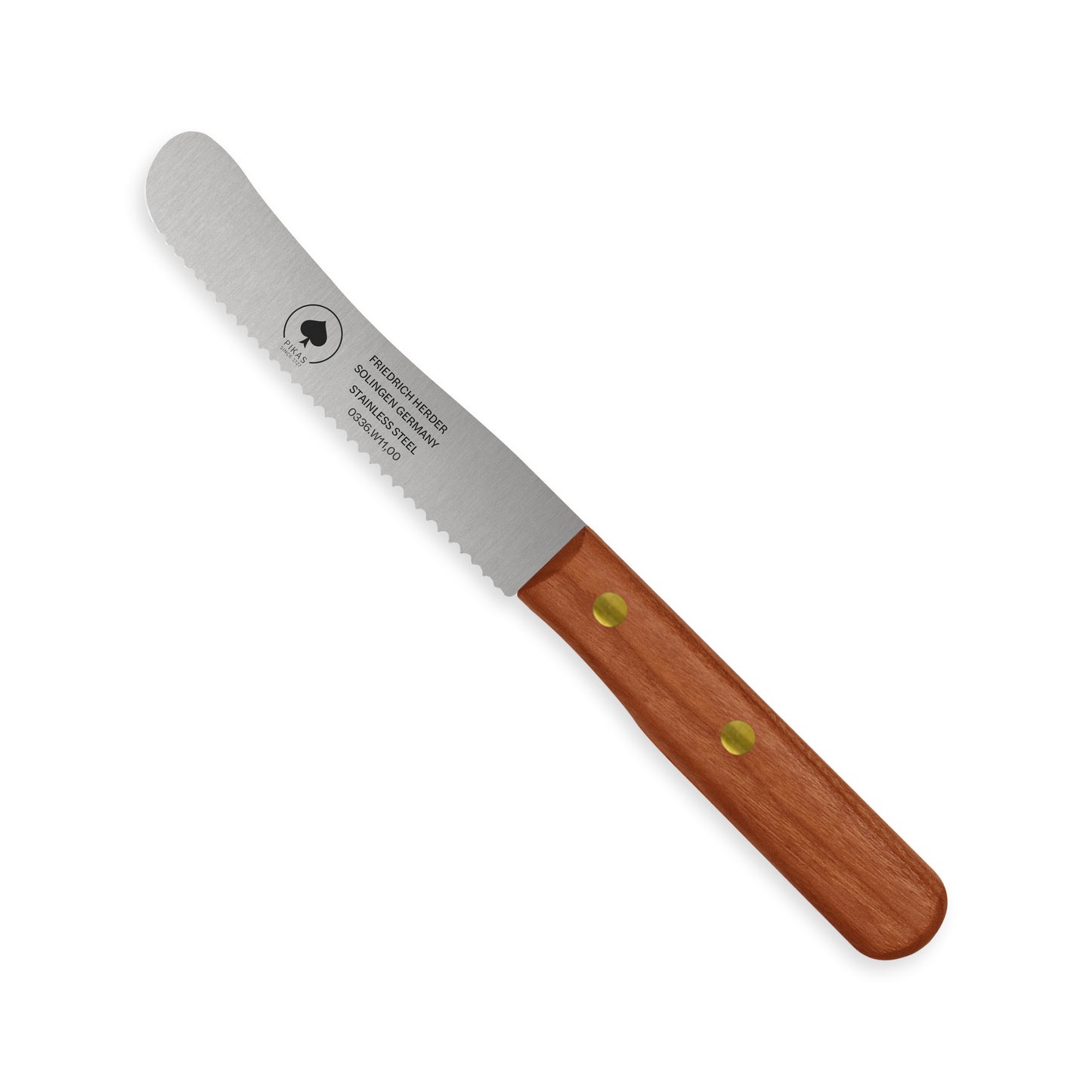 Frühstücksmesser Buckelsmesser aus Solingen mit Kirsche Holzgriff und Wellenschliff – traditionelles Solingen Messer für Brot und Frühstück
