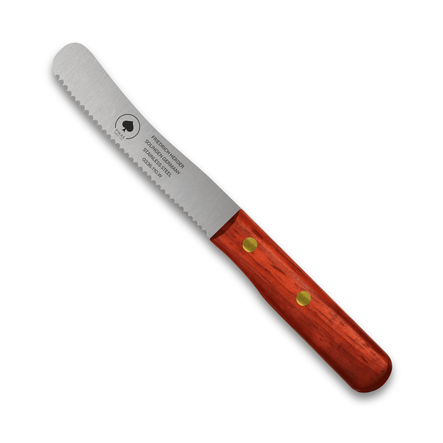 Fruhstucksmesser Buckelsmesser aus Solingen mit Padouk Wellenschliff Holzgriff – traditionelles Solingen Messer für Brot und Frühstück

