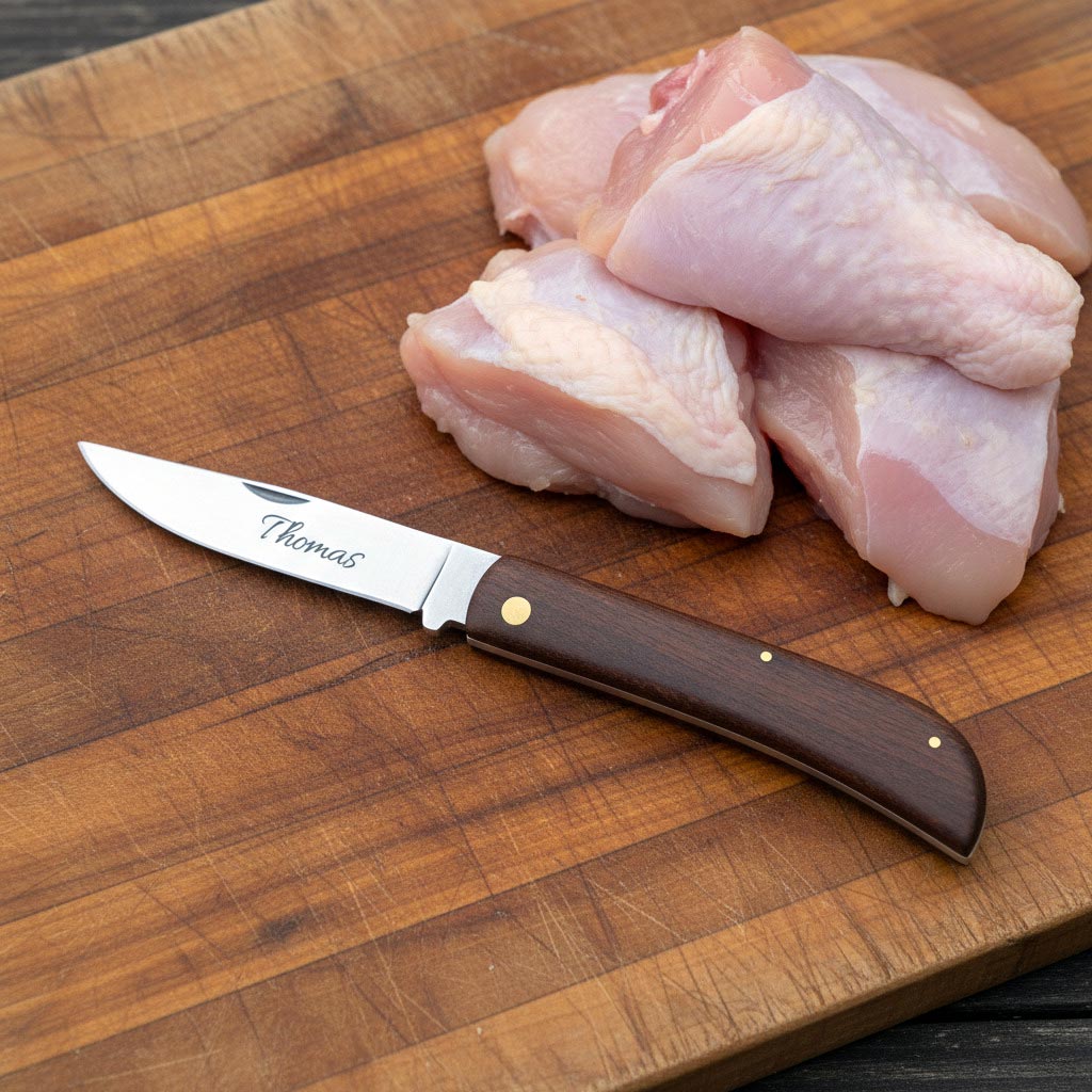 Hippekniep Taschenmesser aus Holz mit Gravur, Geschenkidee für Männer – Ansicht 2