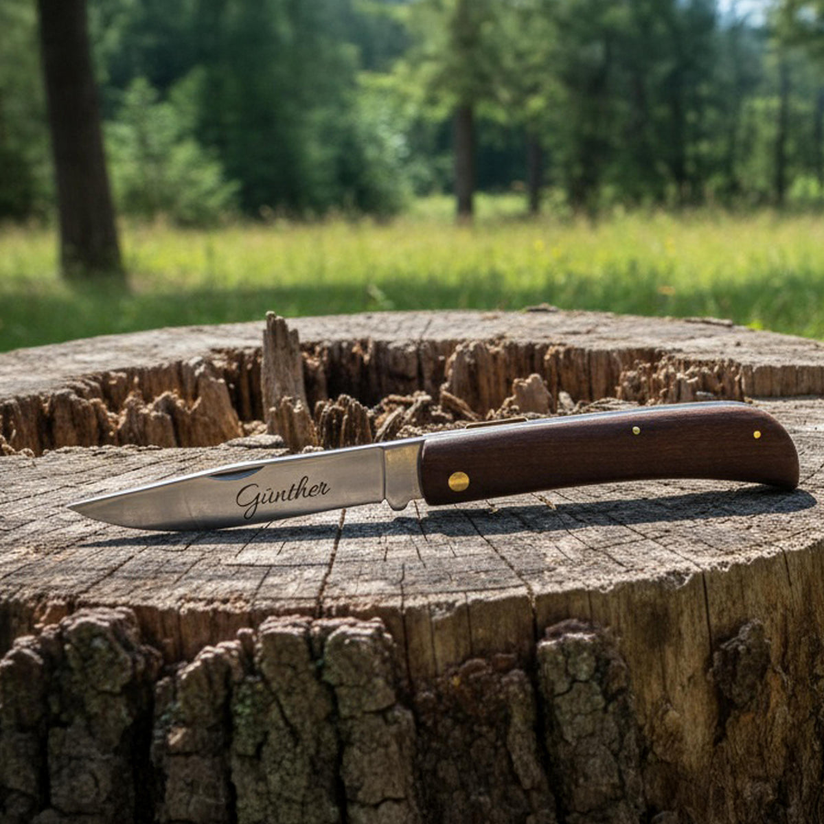 Hippekniep Taschenmesser mit Gravur Günther, Holzgriff, personalisiertes Geschenk