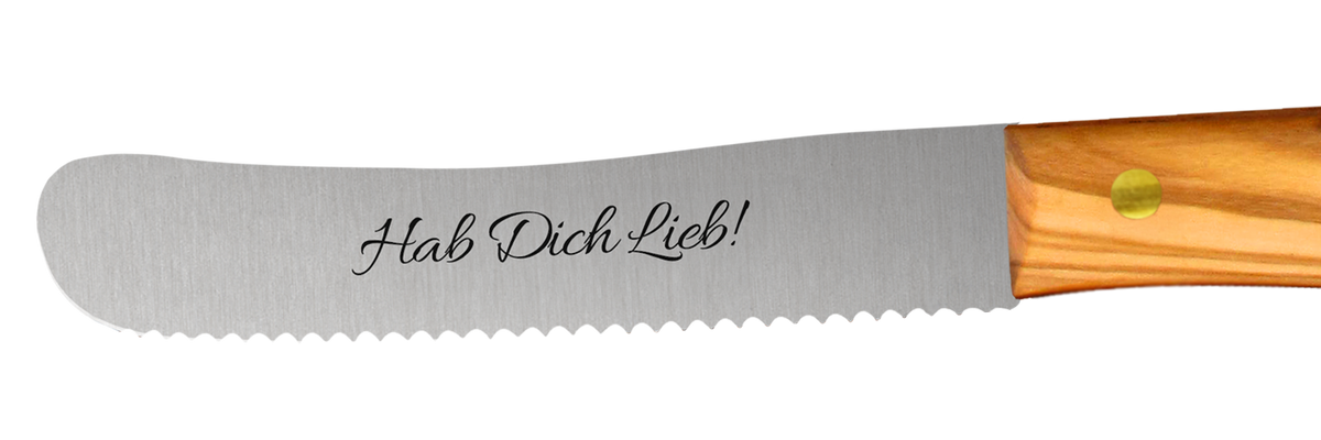 Buckelsmesser / Frühstücksmesser 2er Set - Eigene Gravur – 
Personalisierung durch präzise Lasergravur