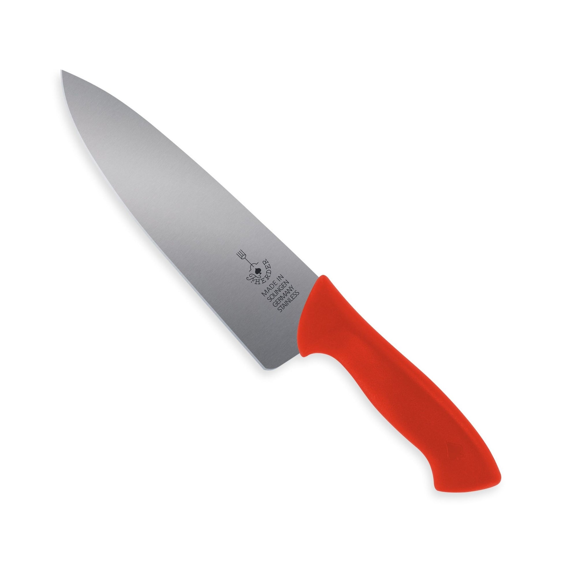 Arbeitsmesser mit Edelstahlklinge und rotem Griff als hochwertiges Küchenmesser für präzises Schneiden, 21 cm Klinge