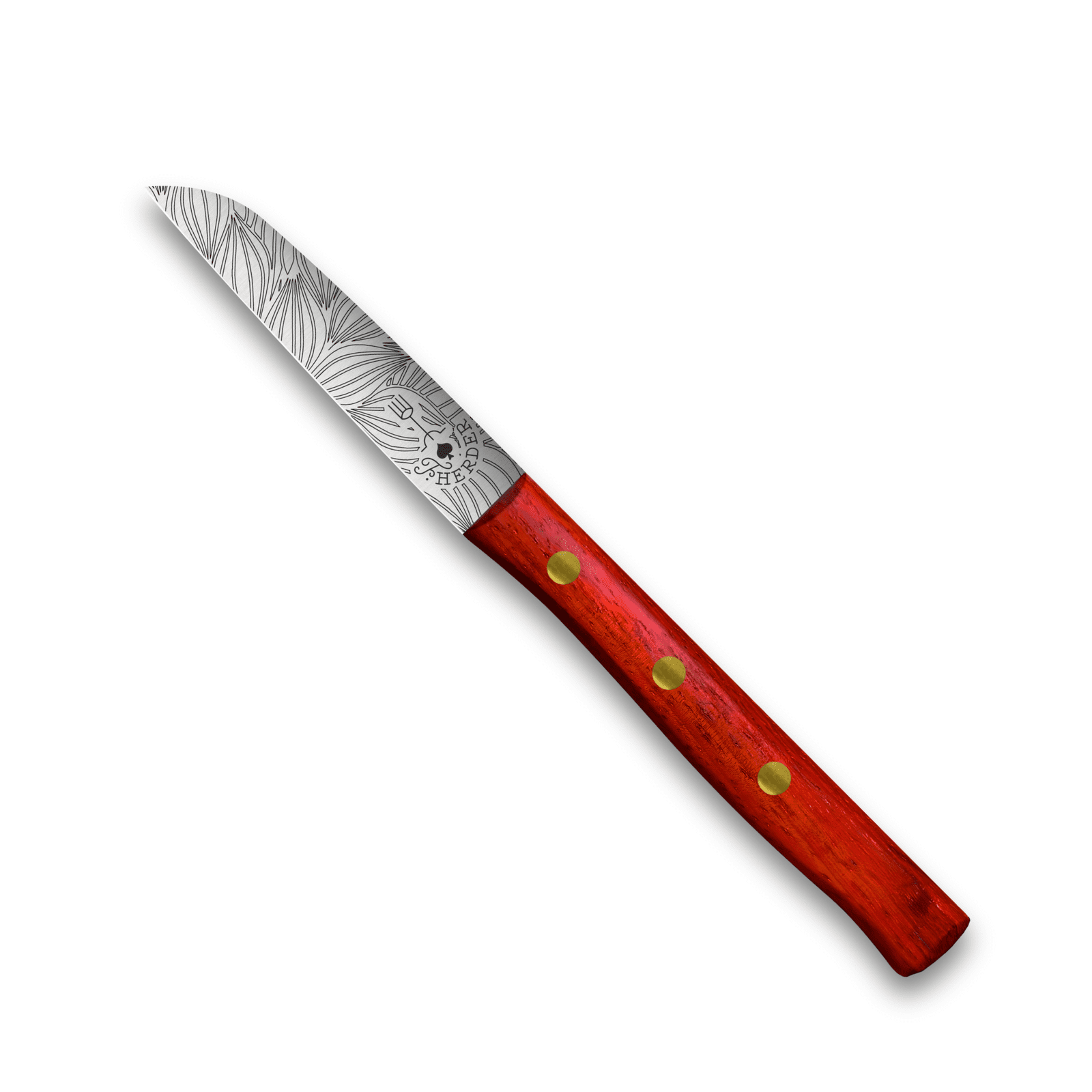 Gemüsemesser Solingen Zöppken Style Rostfrei Padouk Holzgriff Dünnschliff mit Blattgravur